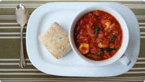 Tomato Soup w/ Sausage, Spinach & Pasta