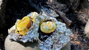 Campfire Eggs in an Orange