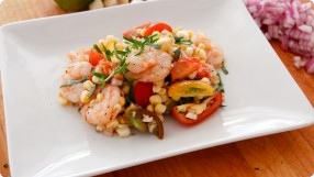 Warm Shrimp Salad w/ Cherry Tomatoes, Tarragon & Corn