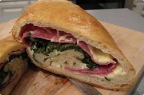 Spinach, Salami, Provolone Calzone