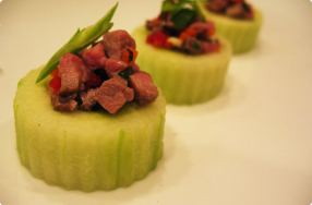 Thai Beef in Cucumber Cups