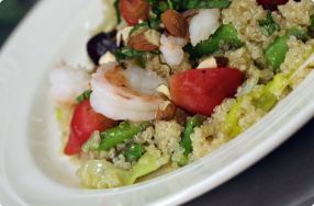 Quinoa Salad w/ Roasted Beets, Asparagus & Shrimp