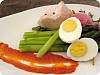 Asparagus, Egg & Arugula Salad w/ Cold Poached Salmon